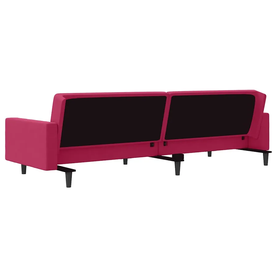 Canapé-lit à 2 places et deux oreillers Rouge bordeaux Velours - 8