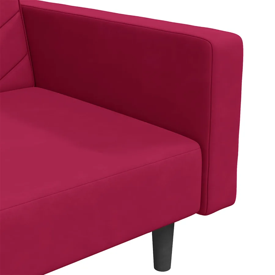 Canapé-lit à 2 places et deux oreillers Rouge bordeaux Velours - 9
