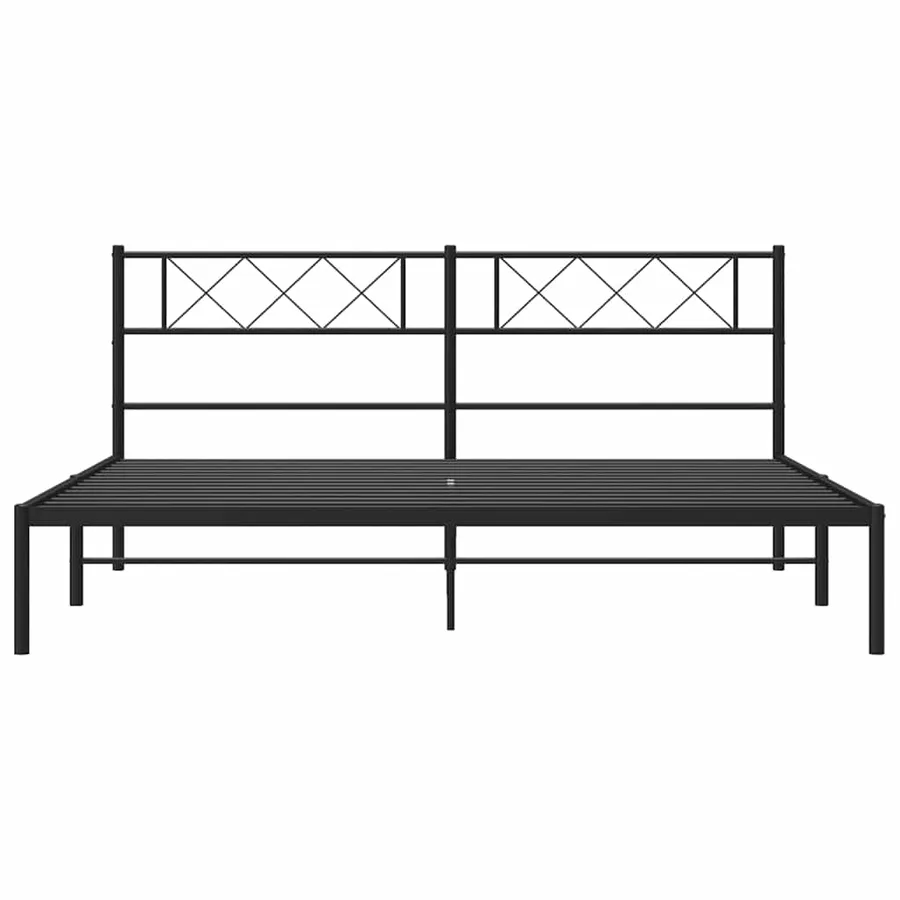 Cadre de lit métal sans matelas avec tête de lit noir 183x213cm - 5