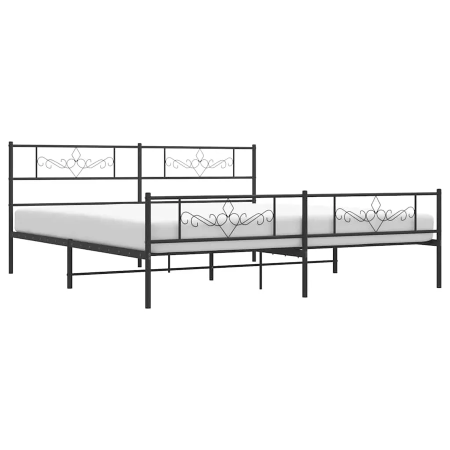 Cadre de lit métal sans matelas avec pied de lit noir 183x213cm - 5