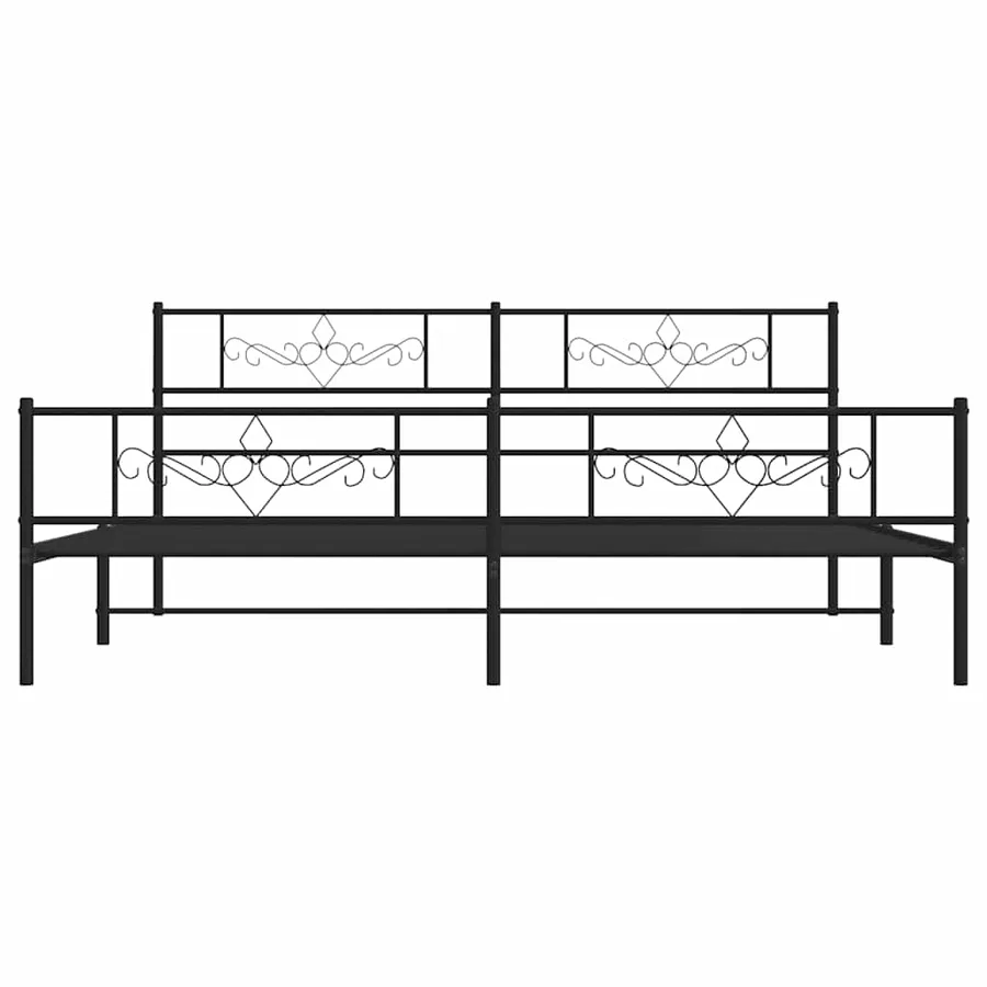 Cadre de lit métal sans matelas avec pied de lit noir 183x213cm - 6