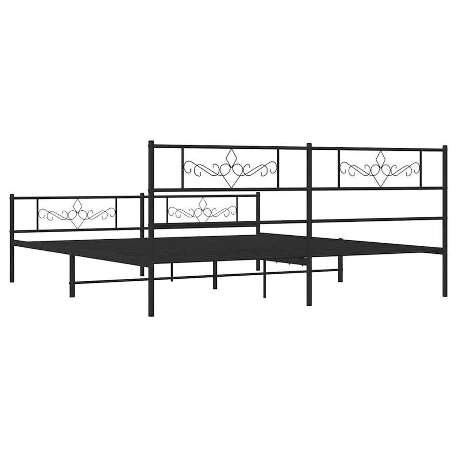 Cadre de lit métal sans matelas avec pied de lit noir 183x213cm - 8