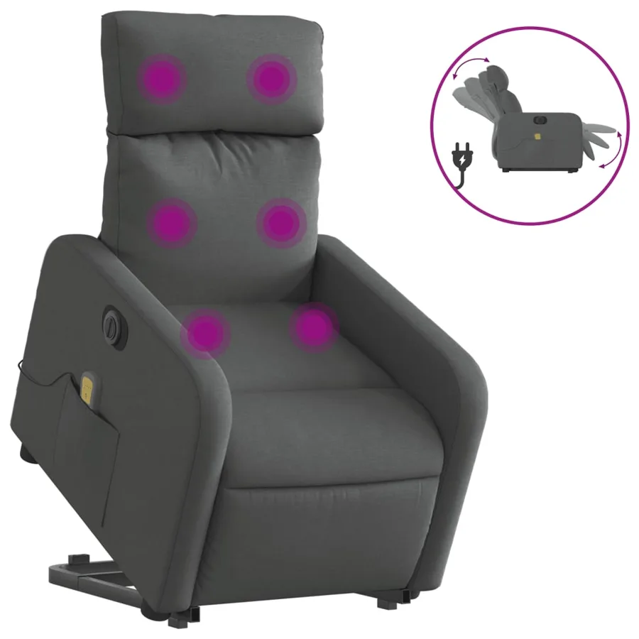 Fauteuil inclinable de massage électrique Gris foncé Tissu - 2