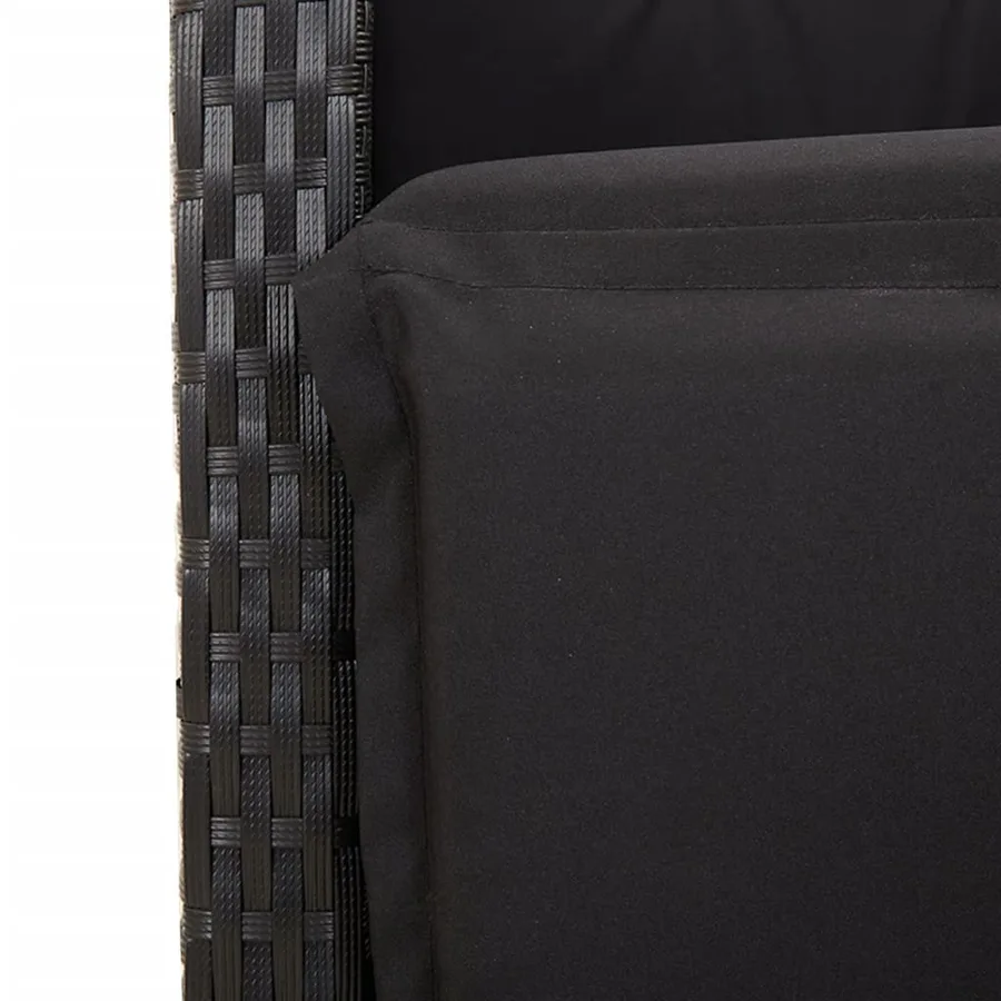 Ensemble à manger de jardin coussins 5pcs Noir Résine tressée - 6