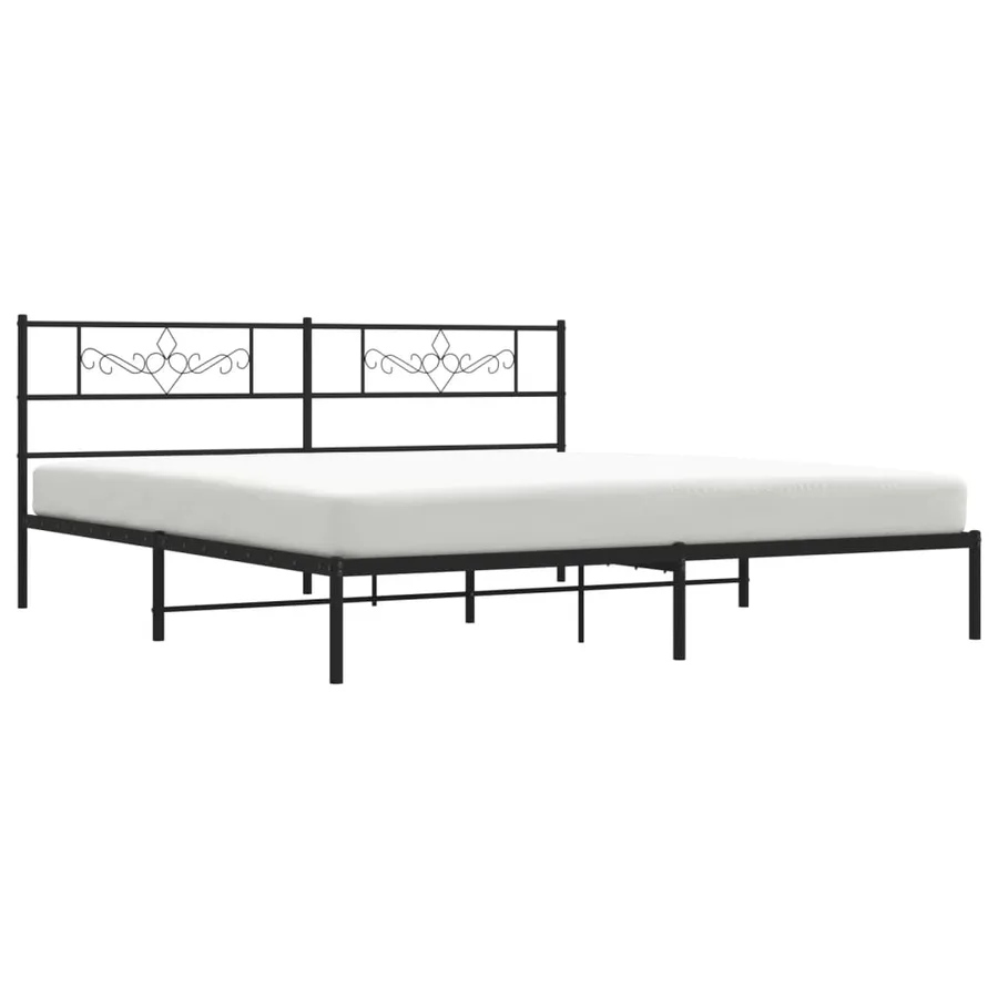 Cadre de lit métal sans matelas et tête de lit noir 180x200 cm - 4