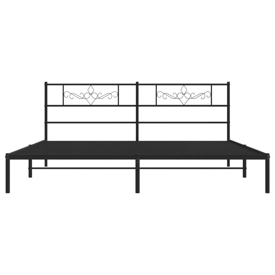 Cadre de lit métal sans matelas et tête de lit noir 180x200 cm - 5