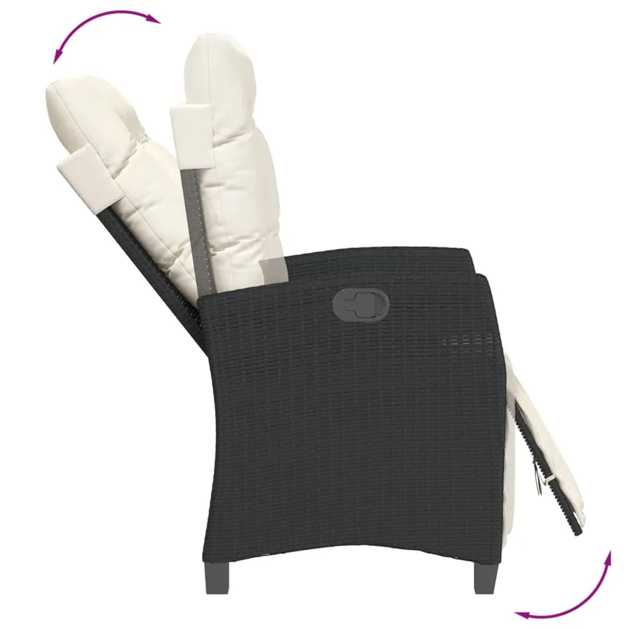 Ensemble à manger de jardin avec coussins 3 pcs Noir - 4