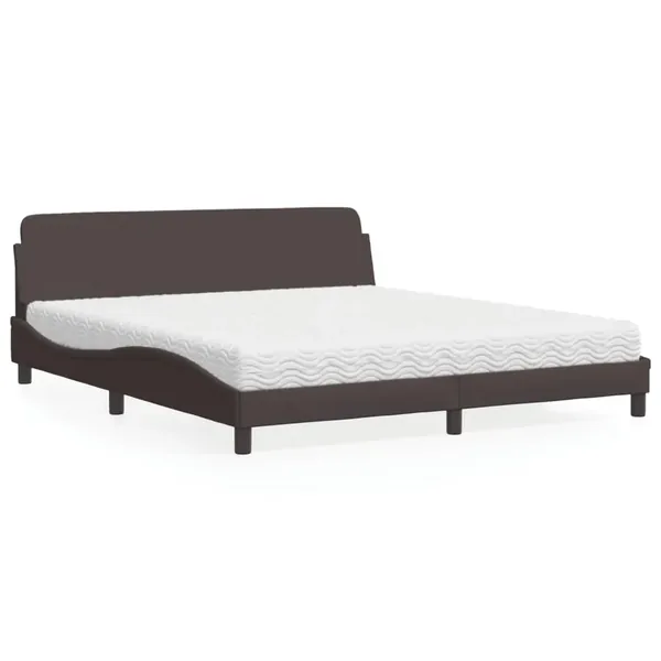 Lit avec matelas Dover marron foncé 180x200 cm tissu