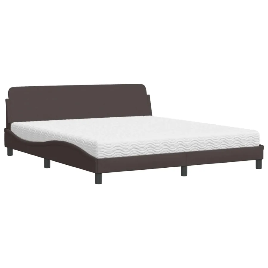 Lit avec matelas Dover marron foncé 180x200 cm tissu - 2