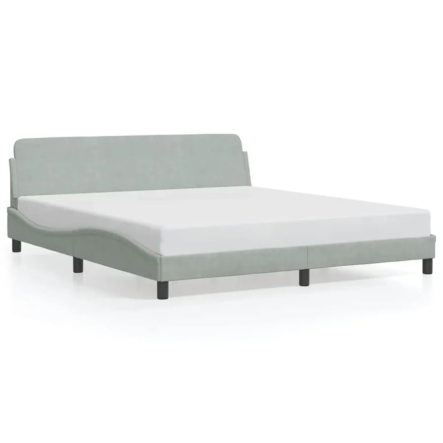 Cadre de lit Dover gris clair 180x200 cm velours - 2