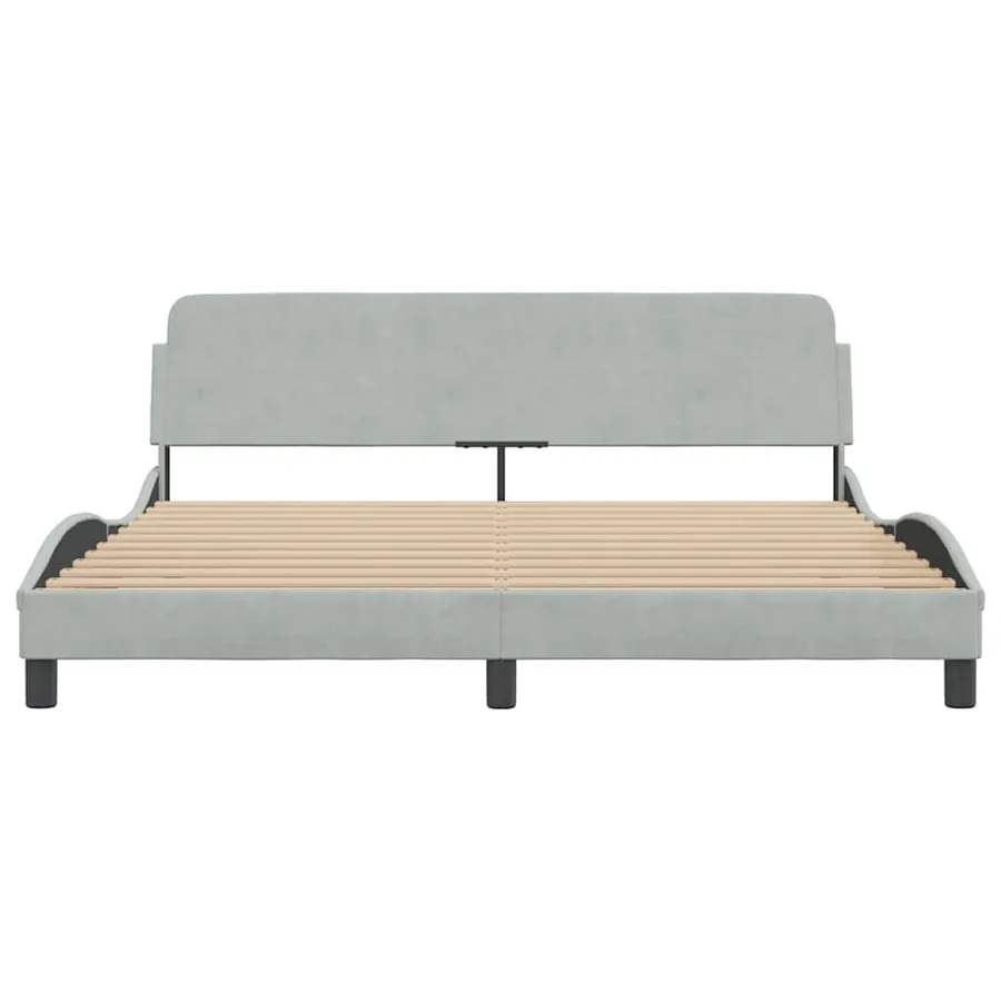 Cadre de lit Dover gris clair 180x200 cm velours - 4