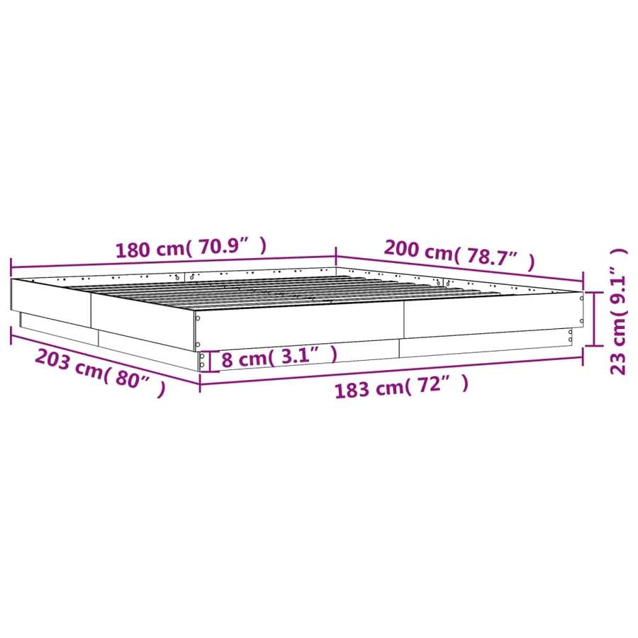 Cadre de lit avec LED sans matelas blanc 180x200 cm - 14