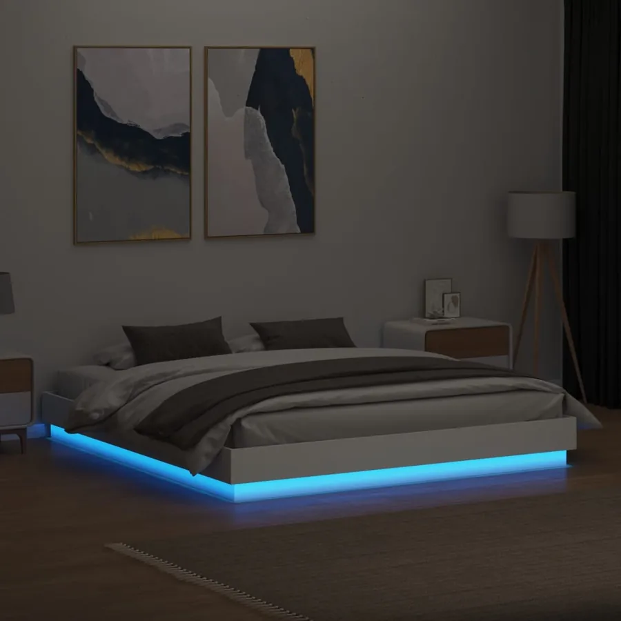 Cadre de lit avec LED sans matelas blanc 180x200 cm - 4