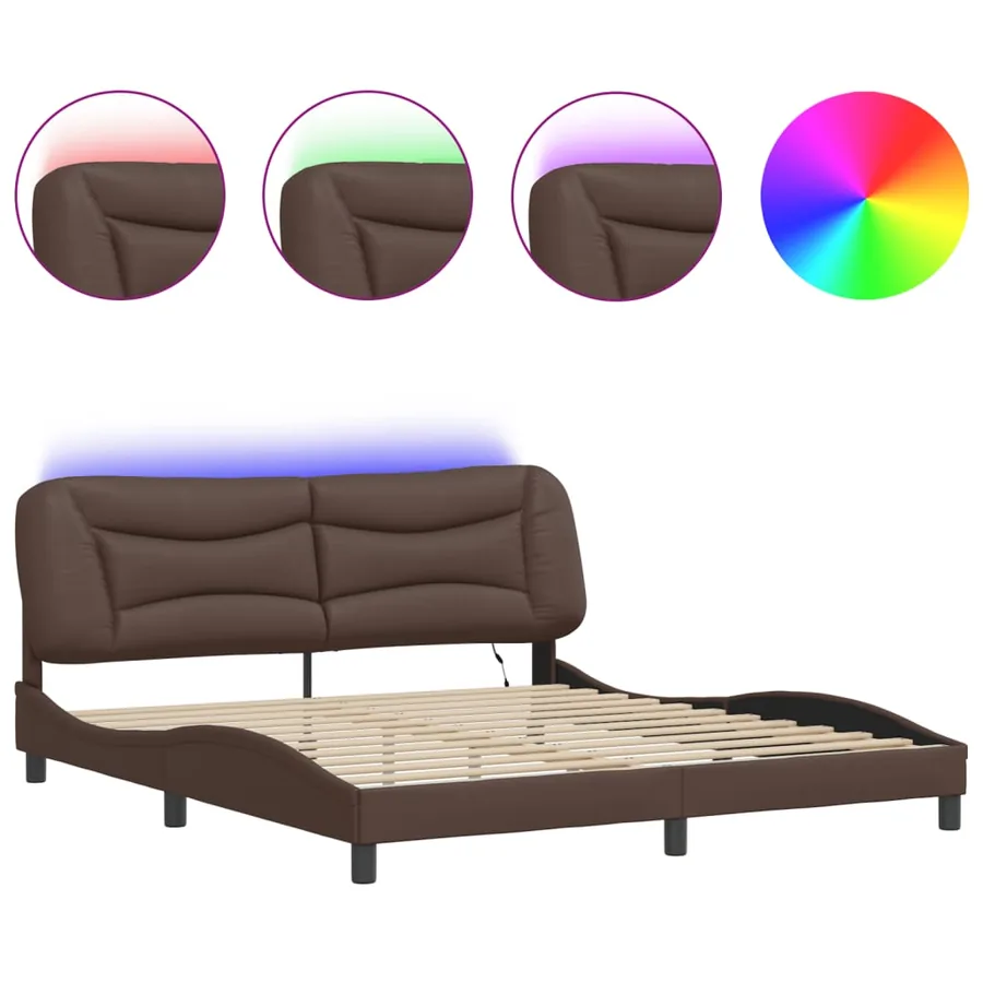 Cadre de lit avec LED sans matelas Hvar marron 180x200 cm - 2