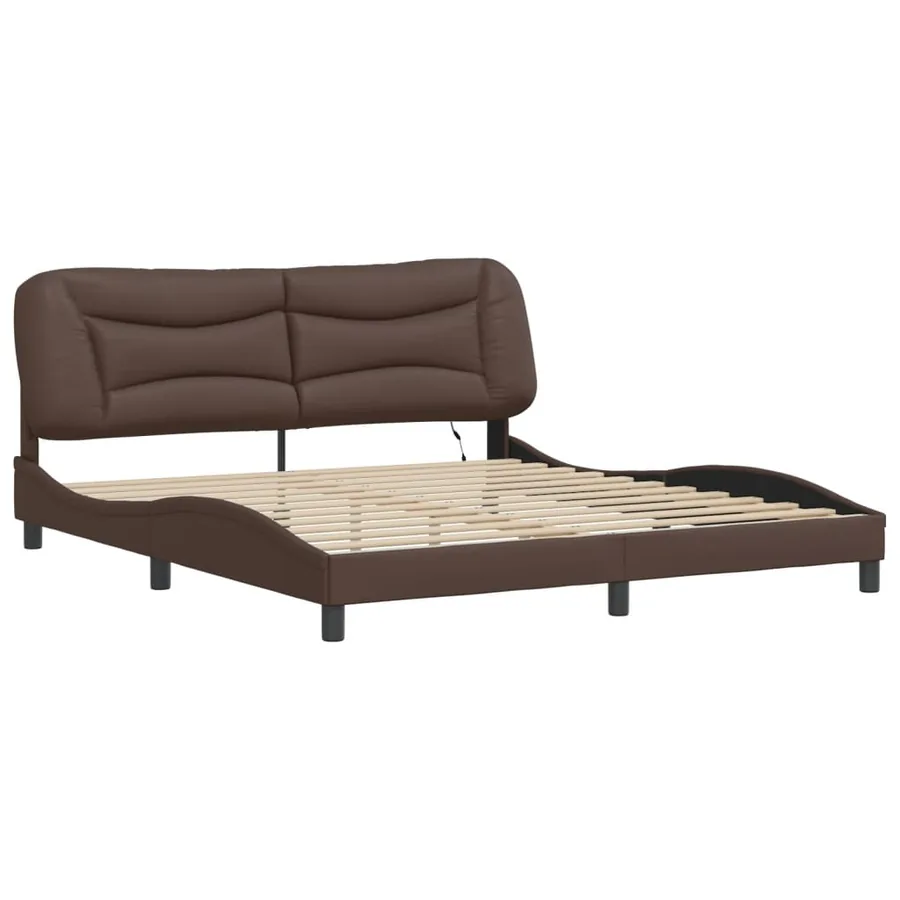 Cadre de lit avec LED sans matelas Hvar marron 180x200 cm - 3