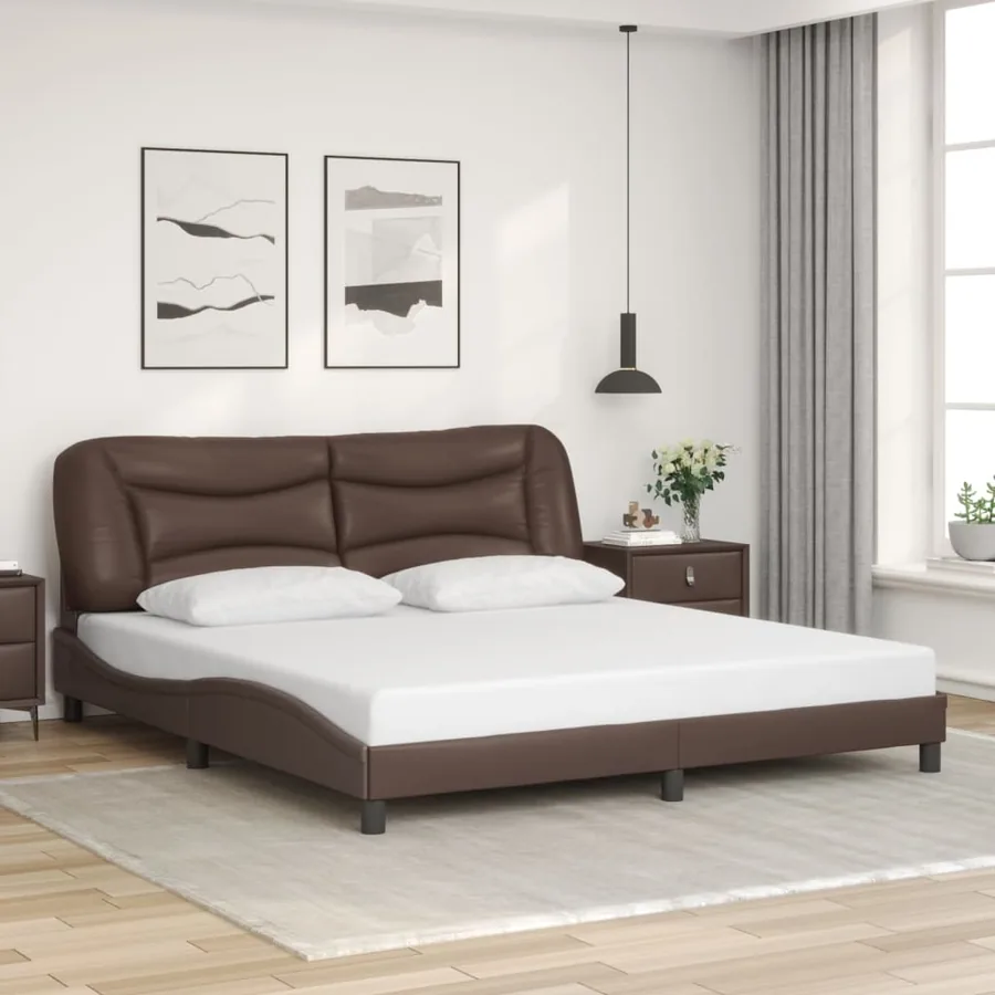 Cadre de lit avec LED sans matelas Hvar marron 180x200 cm - 4