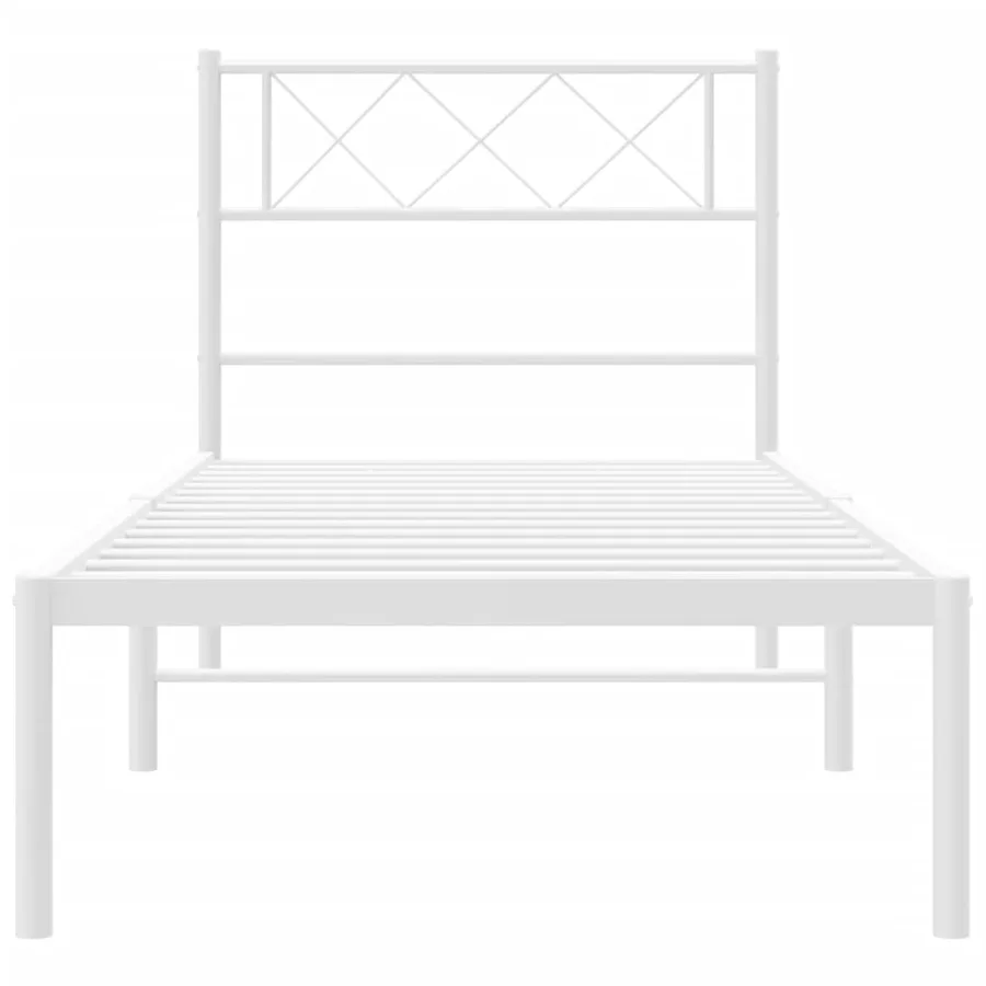 Cadre de lit métal sans matelas avec tête de lit blanc 90x190cm - 5