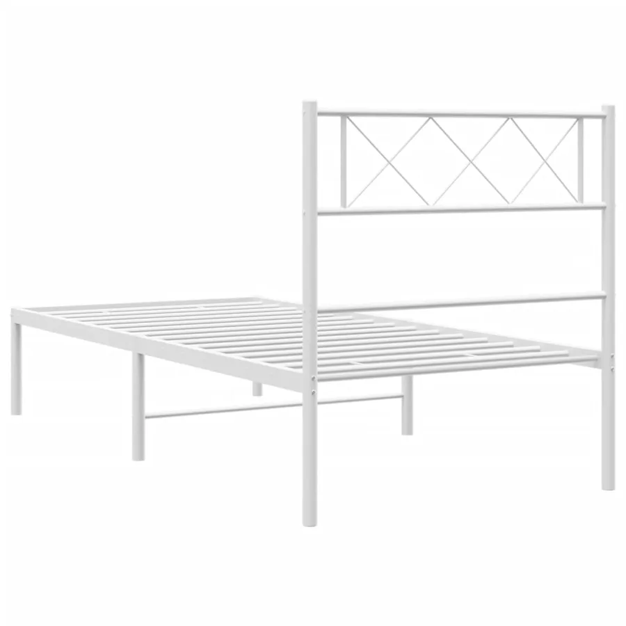 Cadre de lit métal sans matelas avec tête de lit blanc 90x190cm - 7