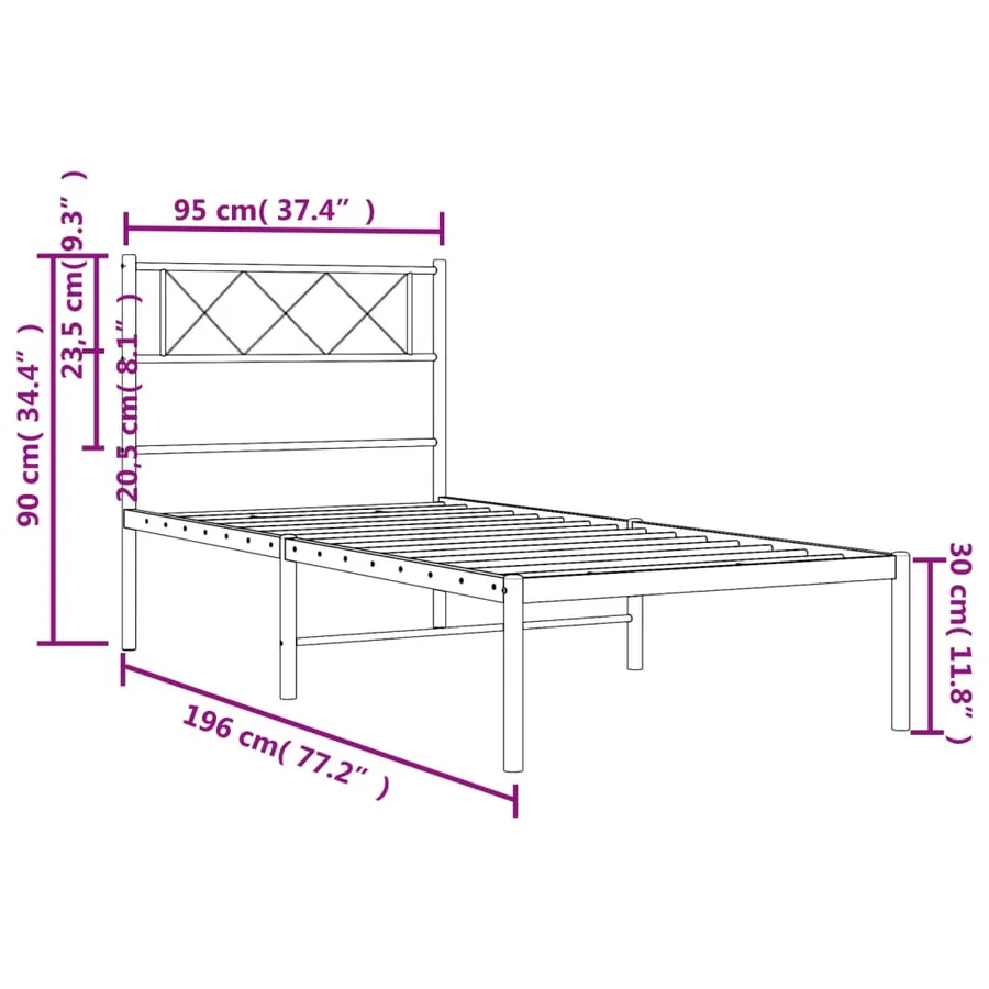 Cadre de lit métal sans matelas avec tête de lit blanc 90x190cm - 9