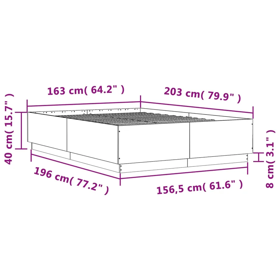 Cadre de lit avec LED sans matelas sonoma gris 160x200 cm - 14