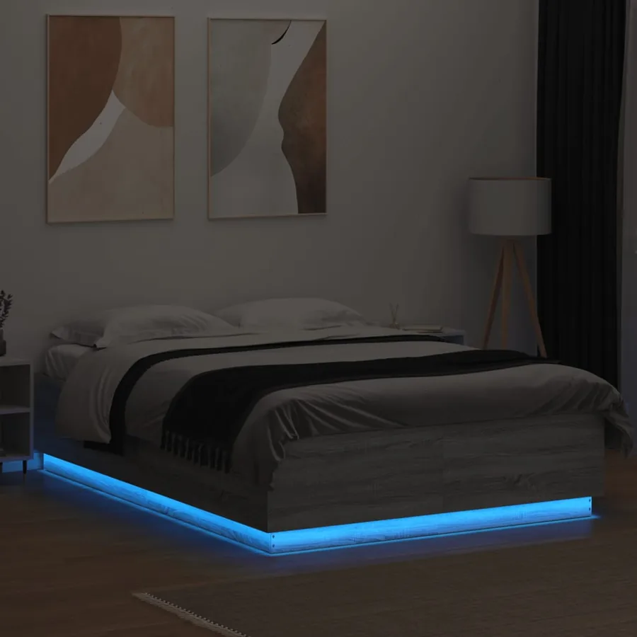 Cadre de lit avec LED sans matelas sonoma gris 160x200 cm - 4