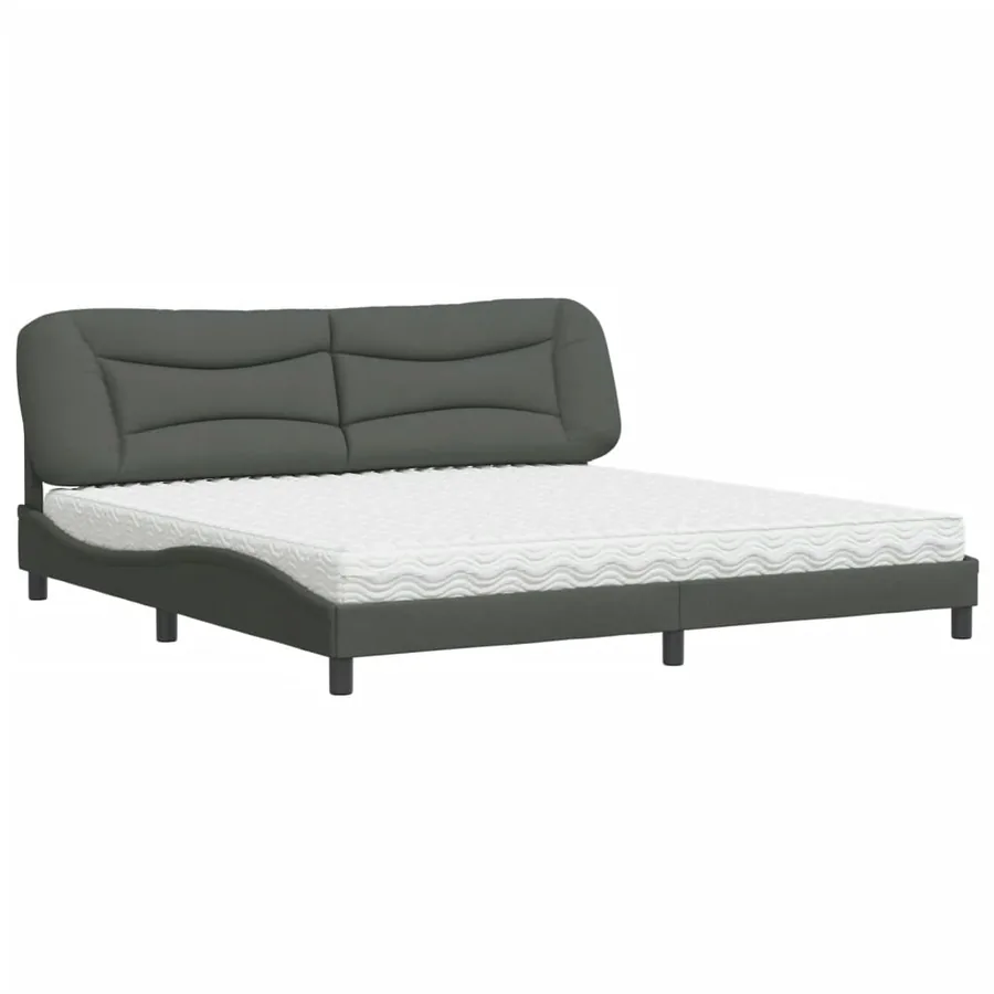 Lit avec matelas Hvar gris foncé 200x200 cm tissu - 2