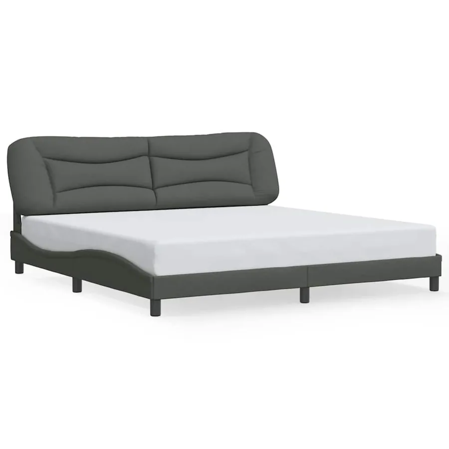 Cadre de lit sans matelas Hvar gris foncé 200x200 cm tissu - 2