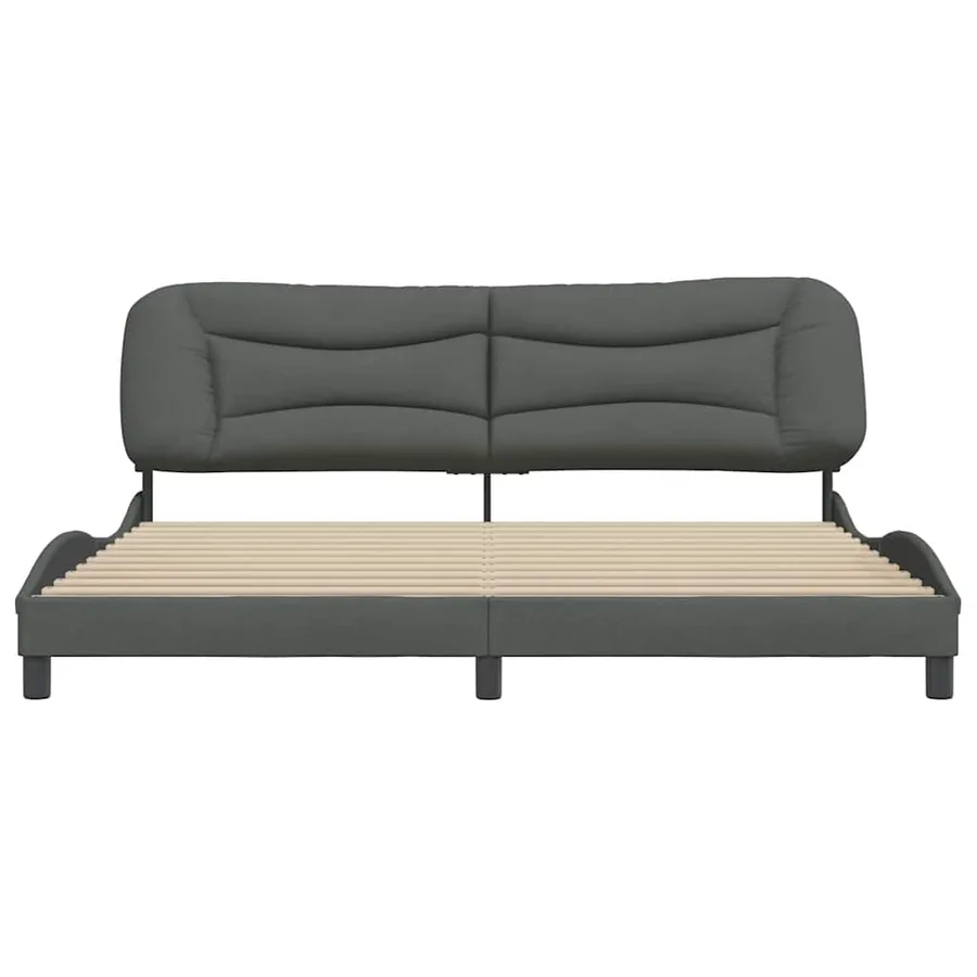 Cadre de lit sans matelas Hvar gris foncé 200x200 cm tissu - 4