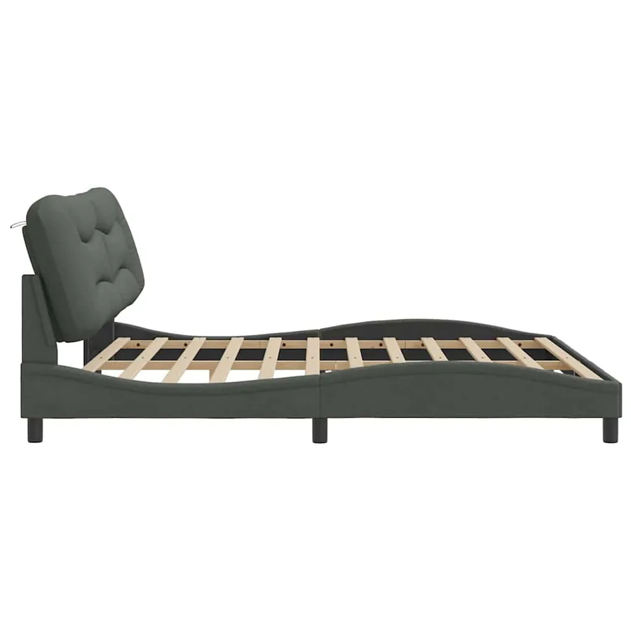 Cadre de lit sans matelas Hvar gris foncé 200x200 cm tissu - 5