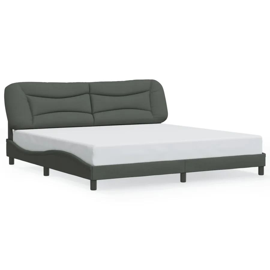 Cadre de lit avec LED sans matelas Hvar gris foncé 200x200 cm tissu - 5