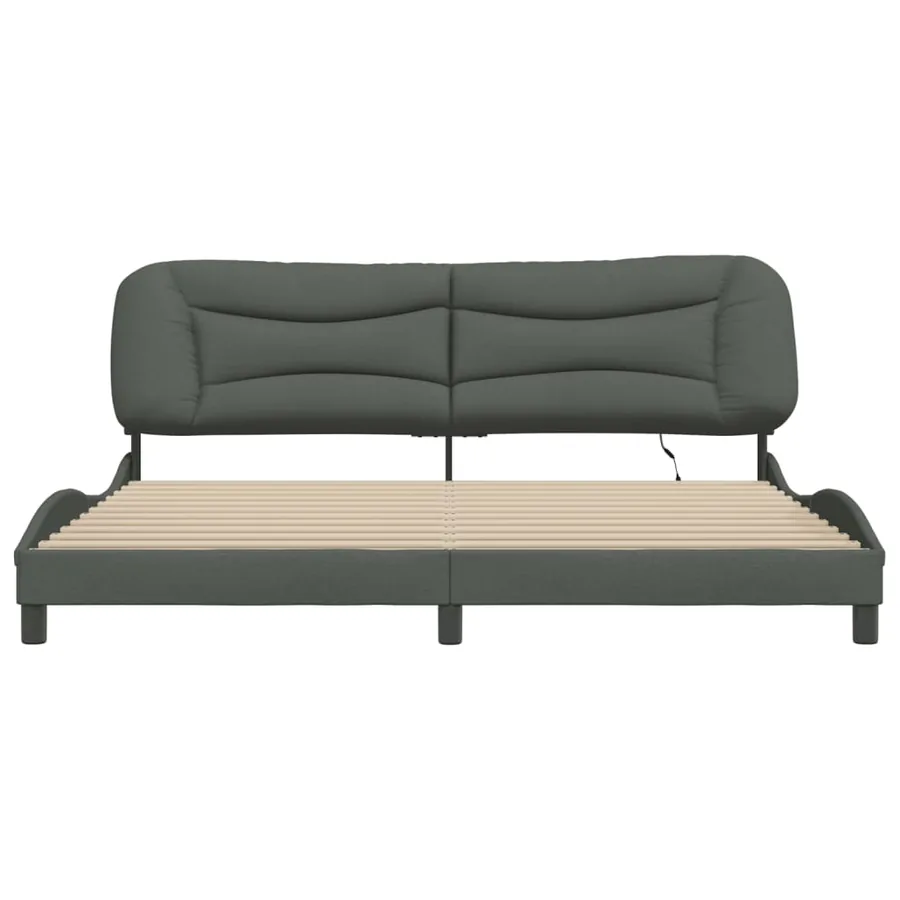 Cadre de lit avec LED sans matelas Hvar gris foncé 200x200 cm tissu - 6