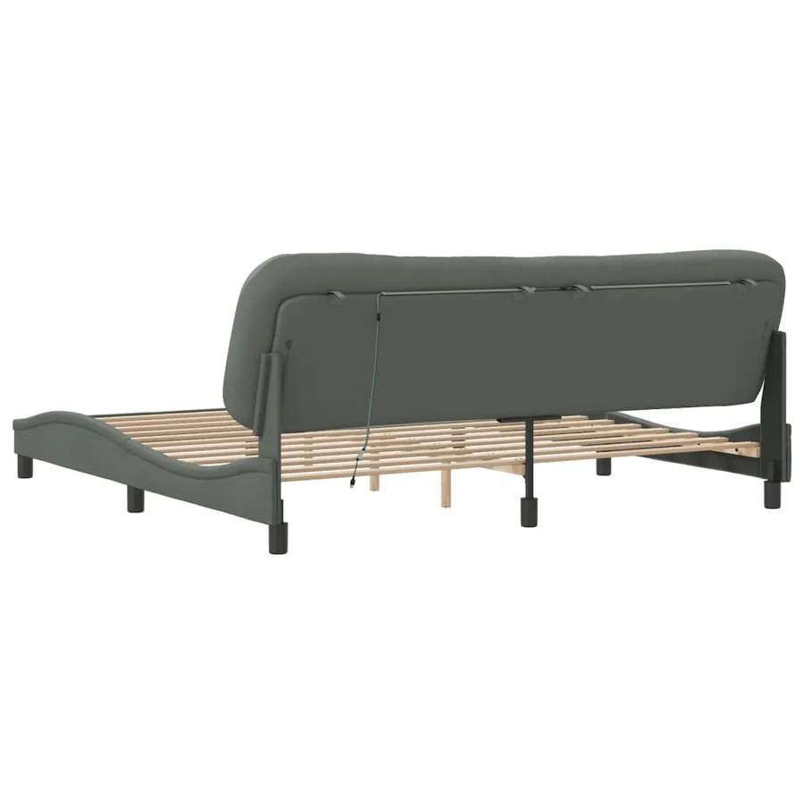 Cadre de lit avec LED sans matelas Hvar gris foncé 200x200 cm tissu - 9