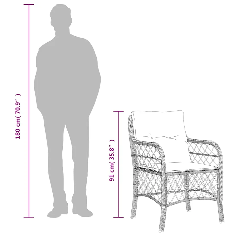 Ensemble à manger de jardin coussins 7pcs Noir Résine tressée - 8
