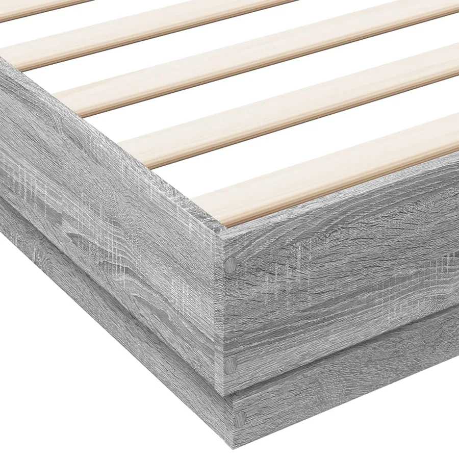 Cadre de lit avec LED sans matelas sonoma gris 200x200 cm - 9