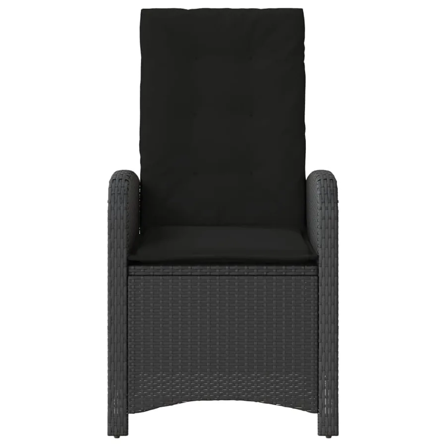 Chaises inclinables de jardin lot de 2 et coussins noir rotin - 5