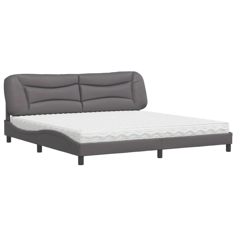 Lit avec matelas Hvar gris 200x200 cm similicuir - 2