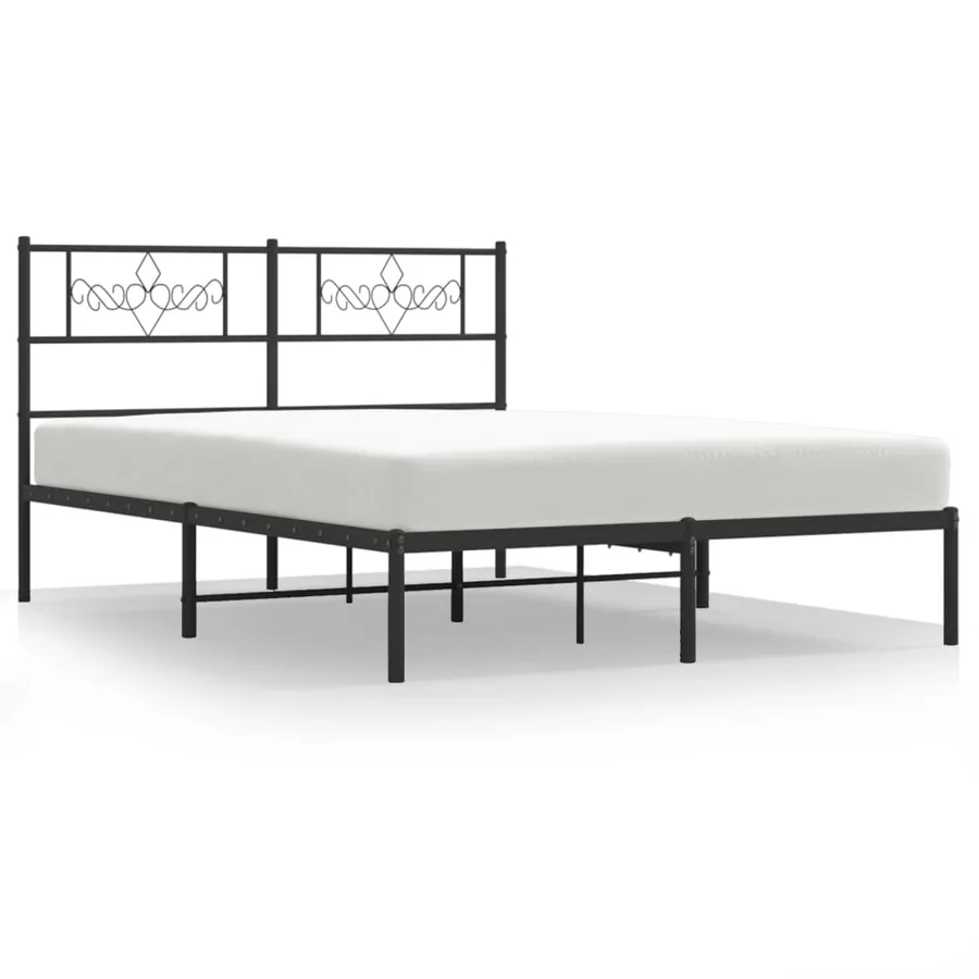Cadre de lit métal sans matelas avec tête de lit noir 120x200cm - 2