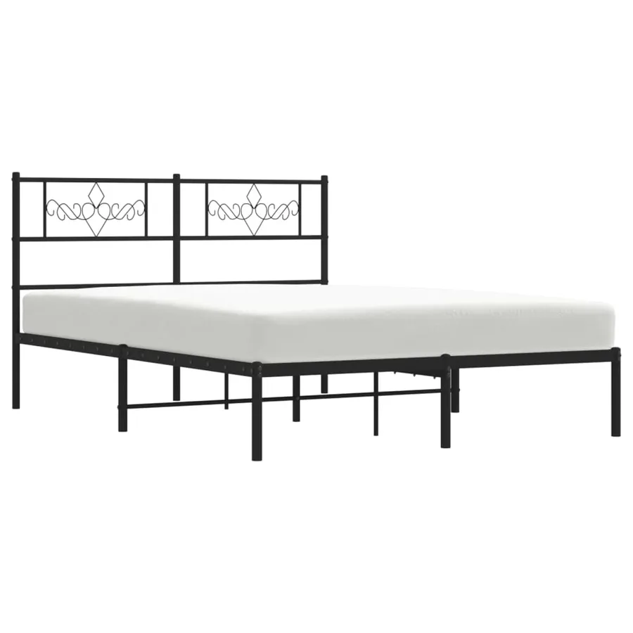 Cadre de lit métal sans matelas avec tête de lit noir 120x200cm - 4