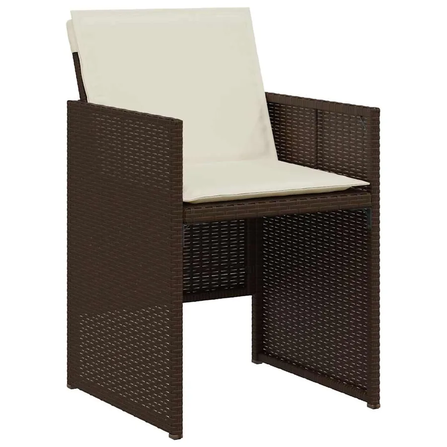 Ensemble de bistro 3 pcs avec coussins marron résine tressée - 4