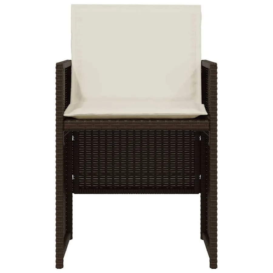Ensemble de bistro 3 pcs avec coussins marron résine tressée - 5