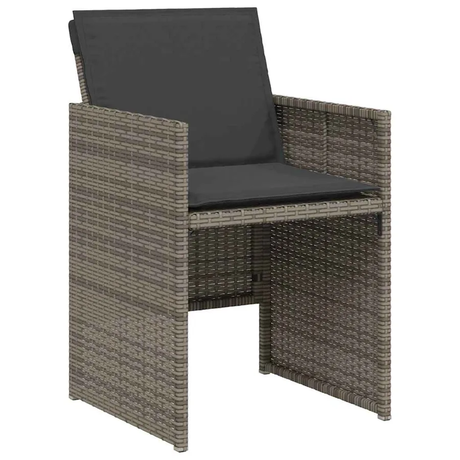 Ensemble de bistro 3 pcs avec coussins gris résine tressée - 4