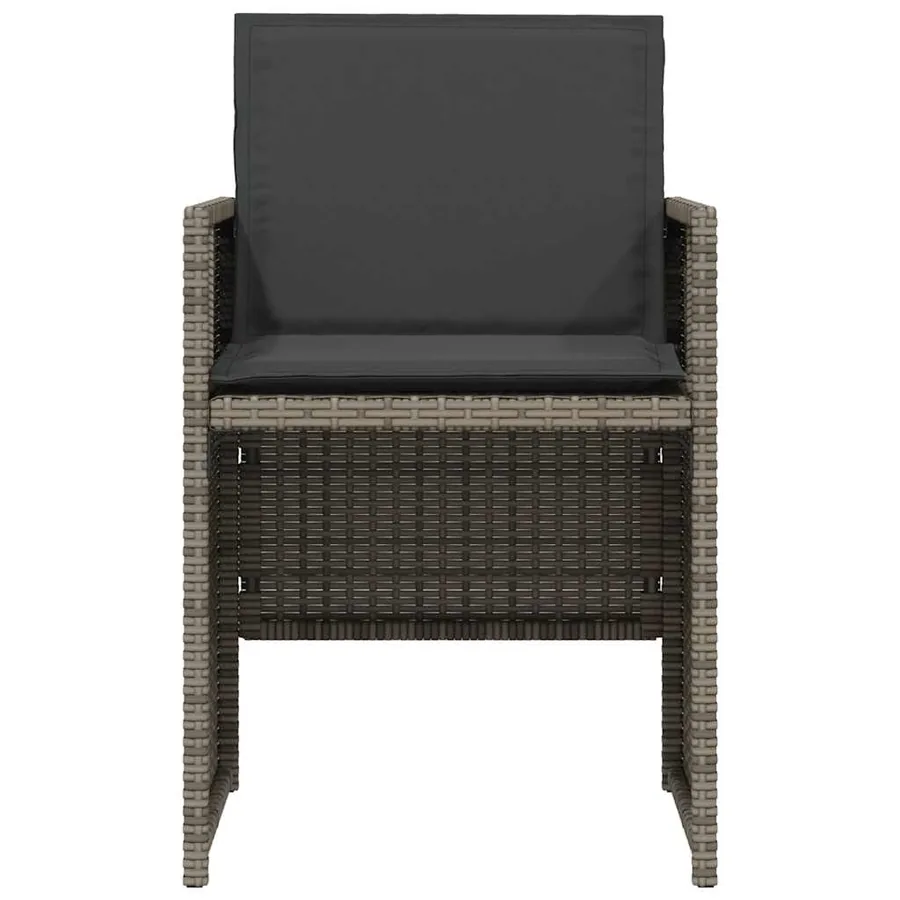 Ensemble de bistro 3 pcs avec coussins gris résine tressée - 5