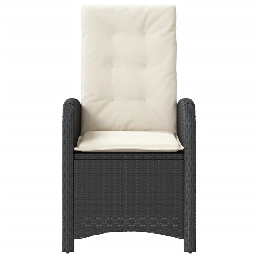 Chaise inclinable de jardin avec coussins noir résine tressée - 4