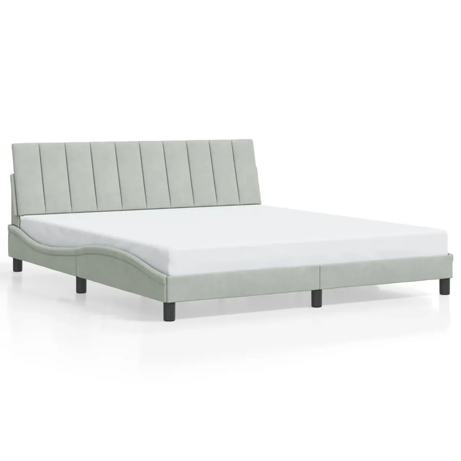 Cadre de lit avec LED sans matelas Hanko gris clair 180x200cm velours - 5