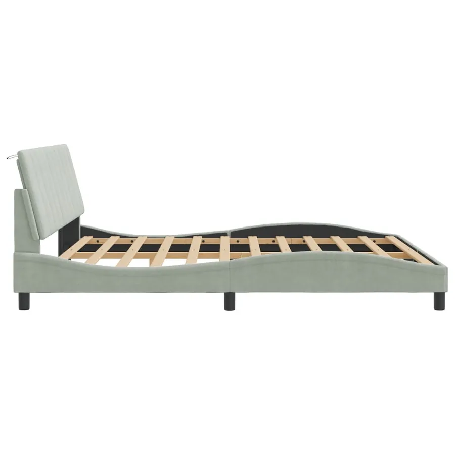 Cadre de lit avec LED sans matelas Hanko gris clair 180x200cm velours - 7