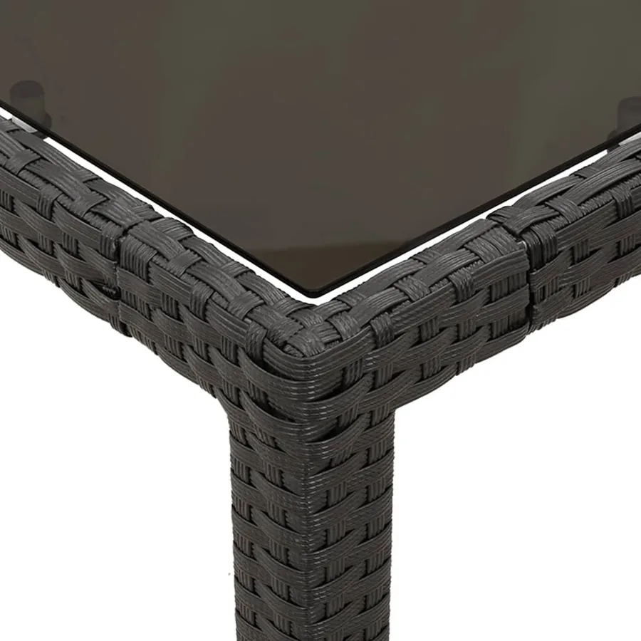 Ensemble de bistro 3 pcs avec coussins noir résine tressée - 6