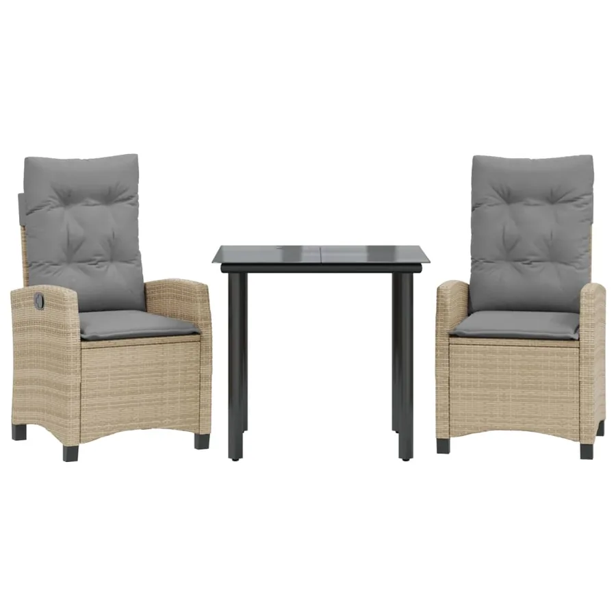 Ensemble à manger de jardin et coussins 3 pcs mélange beige - 2