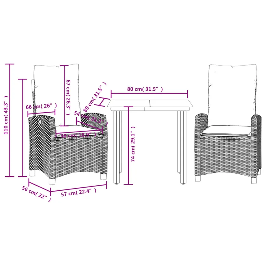 Ensemble à manger de jardin et coussins 3 pcs mélange beige - 9