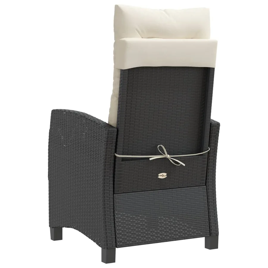 Ensemble de bistro 3 pcs avec coussins noir résine tressée - 7