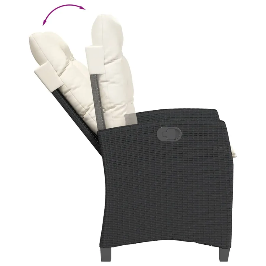 Ensemble de bistro 3 pcs avec coussins noir résine tressée - 8
